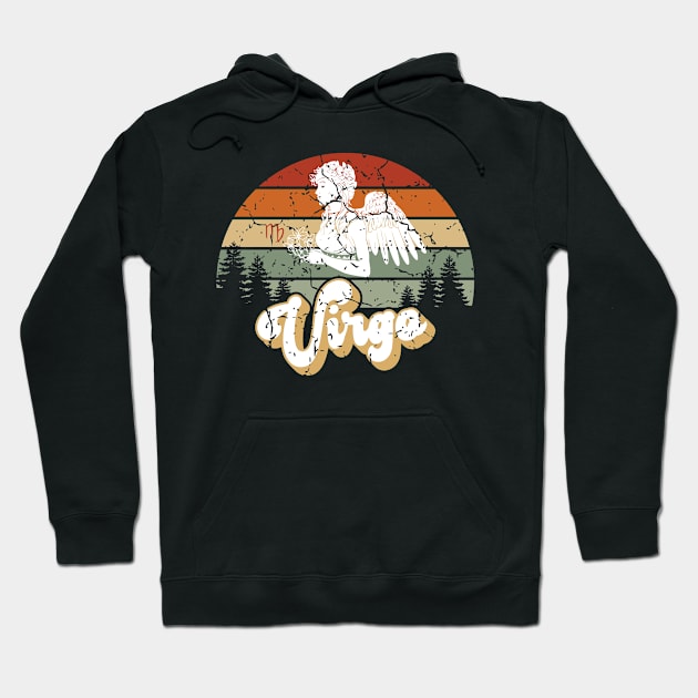 Virgo Zodiac Sign - Distressed Retro Sunset Hoodie by NoNameBoy